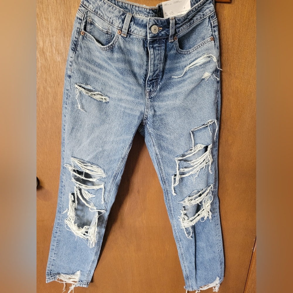 American Eagle Low Rise Tom Girl Jeans with Destruction